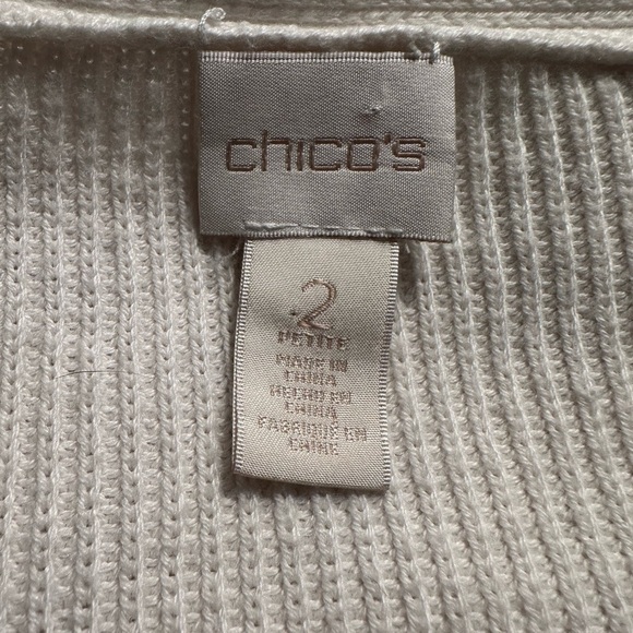 Chico's Women's Christina Lace Front V-Neck Sweater Size Large Petite Neutral - Picture 7 of 8